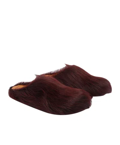 Marni Colorful Calf Hair Slip-on Shoes In Brown