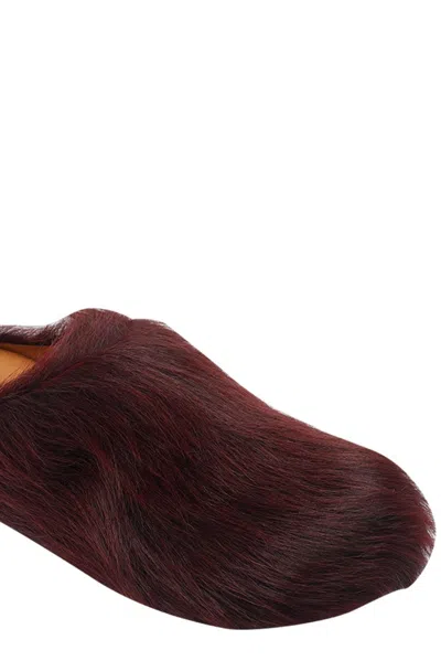 Marni Colorful Calf Hair Slip-on Shoes In Brown
