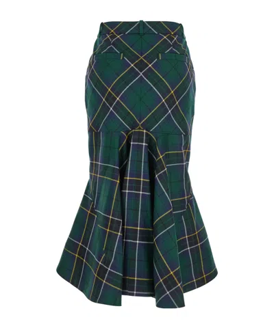 Alexander Mcqueen Alexander Mc Queen Flared Skirt In Wool Tartan In Green