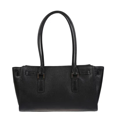 Michael Kors Double-handle Leather Shoulder Bag In Black