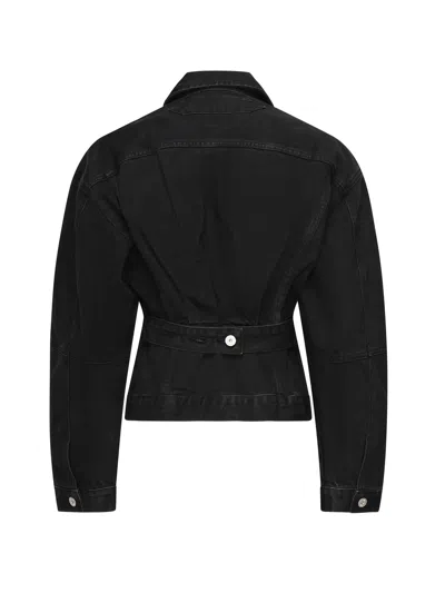 Jacquemus La Veste De Nimes Black Jacket With Rear Belt In Denim Woman In Black