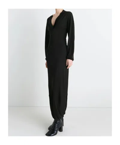 Lemaire Draped Crepe Jersey Maxi Dress In Black