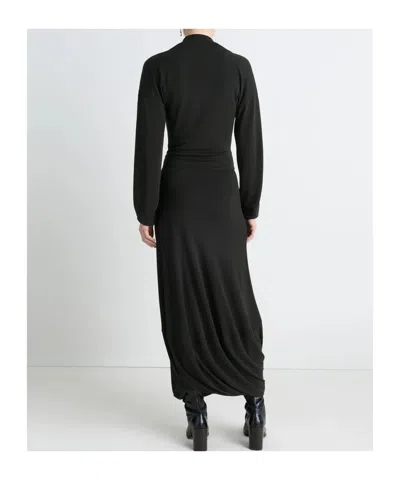 Lemaire Draped Crepe Jersey Maxi Dress In Black