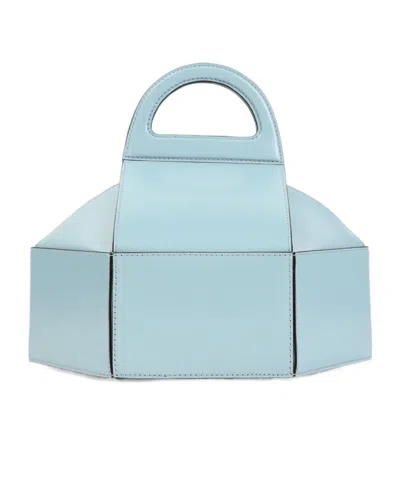 Moschino Cake Box Top Handle Leather Handbag In Blue