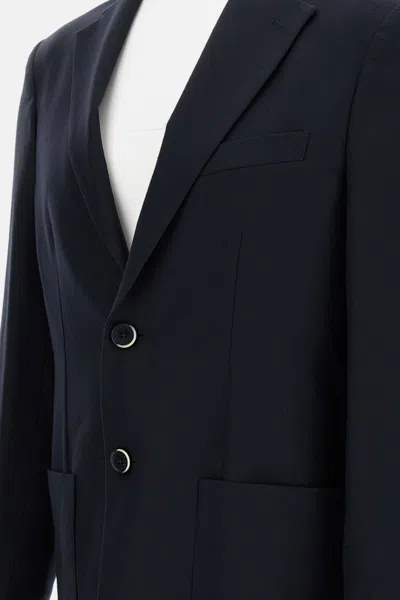 Barena Venezia Tailored Wool Blend Barena Jacket With Classic Notch Lapel In Blue