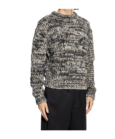 Lemaire Wool-blend Melange Sweater In Gray