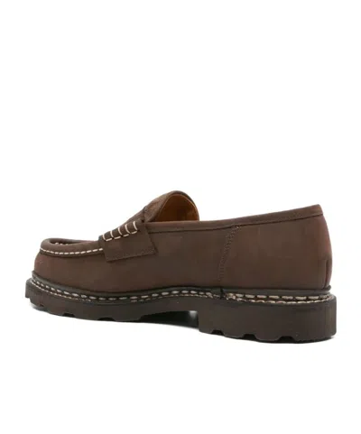 Paraboot Reims Suede Loafers With Canvas Inserts Shoes In Brown