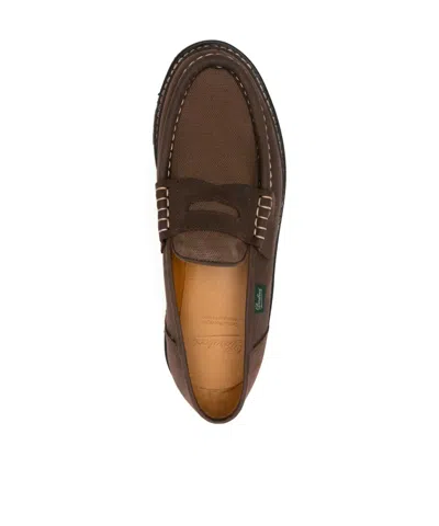 Paraboot Reims Suede Loafers With Canvas Inserts Shoes In Brown