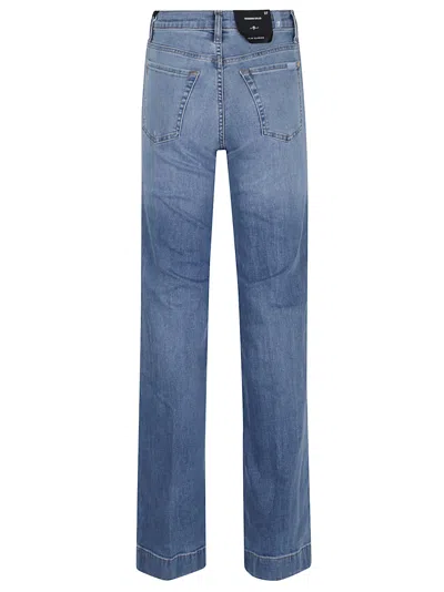 7 For All Mankind High-waisted Wide-flared Jeans With Subtle Whiskering In Blue