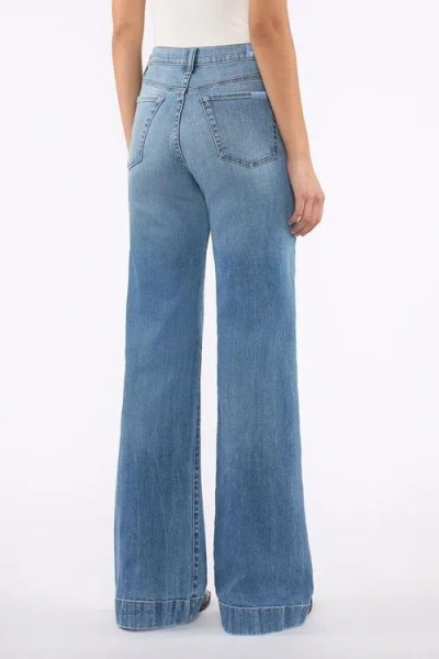 7 For All Mankind High-waisted Wide-flared Jeans With Subtle Whiskering In Blue
