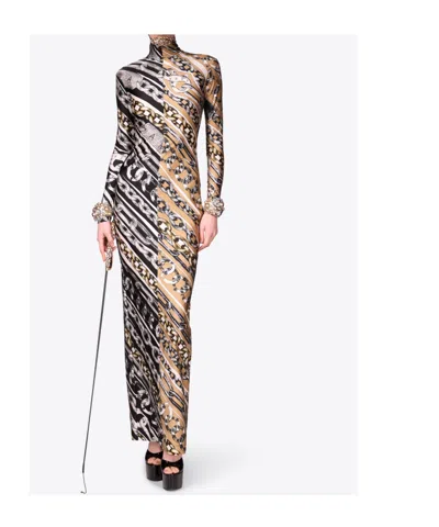 Area Long Sleeve Turtleneck Dress In Gray