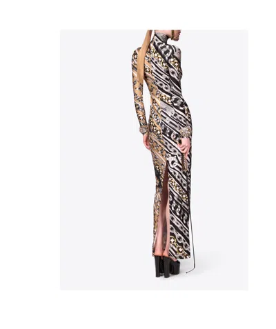 Area Long Sleeve Turtleneck Dress In Gray