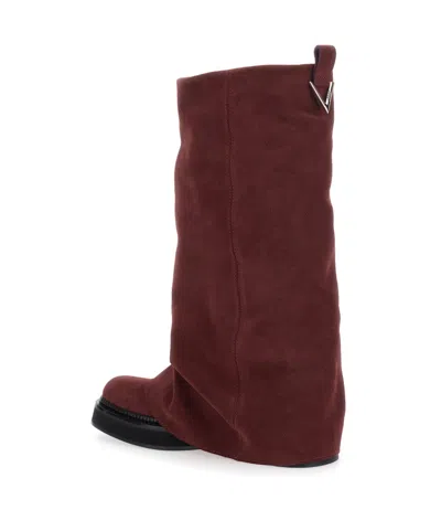 Attico Robin Suede Knee-high Boots In Burgundy