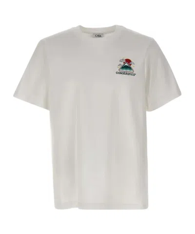 Casablanca Montagne Ondulée Logo-print Cotton-jersey T-shirt In White