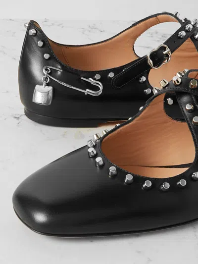 Bally Beliska Studded Leather Ballet Flats In Black