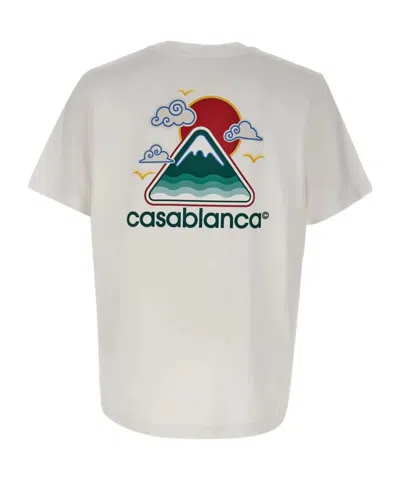 Casablanca Montagne Ondulée Logo-print Cotton-jersey T-shirt In White
