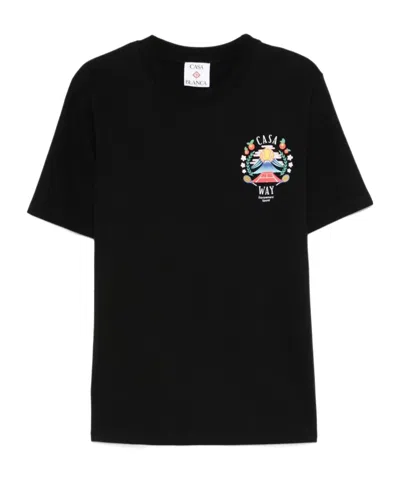 Casablanca Mountain Graphic Print Crew Neck T-shirt In Black