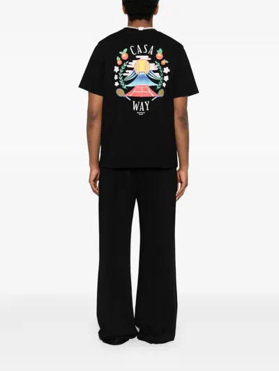 Casablanca Mountain Graphic Print Crew Neck T-shirt In Black