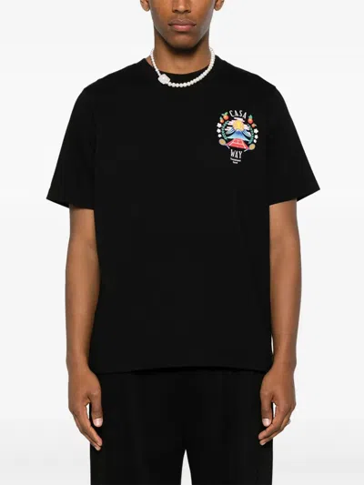 Casablanca Mountain Graphic Print Crew Neck T-shirt In Black