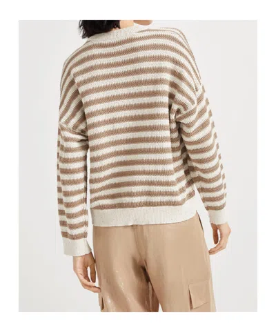 Brunello Cucinelli Sequin-embellished Striped Cotton-blend Sweater In Pattern