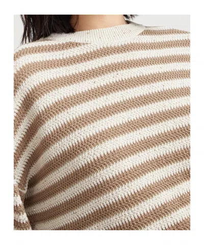 Brunello Cucinelli Sequin-embellished Striped Cotton-blend Sweater In Pattern