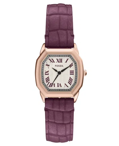 Fossil Women's Harlow Three-hand Burgundy Croco Leather Watch, 27mm In Purple