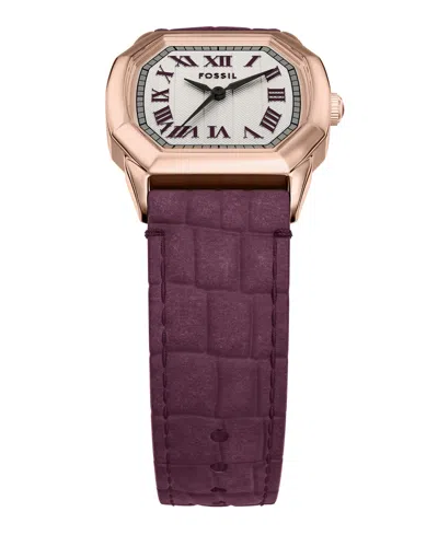 Fossil Women's Harlow Three-hand Burgundy Croco Leather Watch, 27mm In Purple