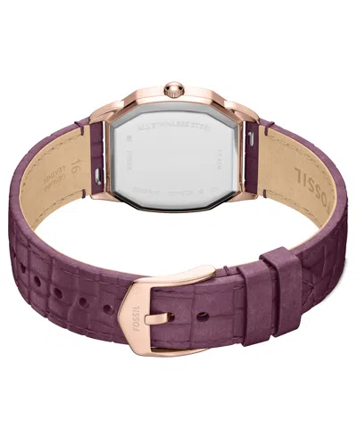 Fossil Women's Harlow Three-hand Burgundy Croco Leather Watch, 27mm In Purple