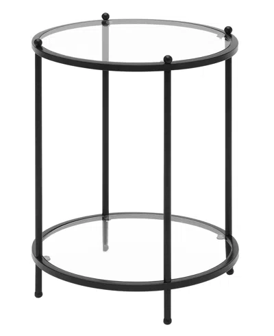 Convenience Concepts 18" Glass Royal Crest 2-tier Round End Table In Black