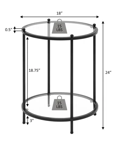Convenience Concepts 18" Glass Royal Crest 2-tier Round End Table In Black