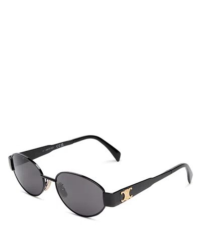 Celine Triomphe Metal Round Sunglasses, 54mm In Black