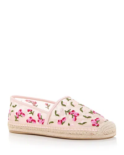 Stuart Weitzman Bareitall Floral Embroidery Espadrille Flat In Brown