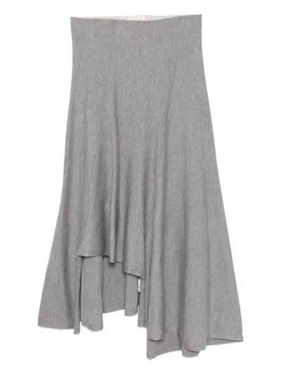 Khaite Miranda Wool Midi Skirt In Gray