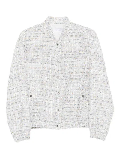Iro Noemy Tweed Texture Cotton Jacket With Welt Pockets In Metallic
