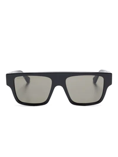 Gucci Acetate Frame Dark Lens Rectangular Sunglasses In Black
