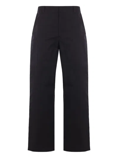 Gucci Men Cotton Twill Trousers With Web Detail In Black