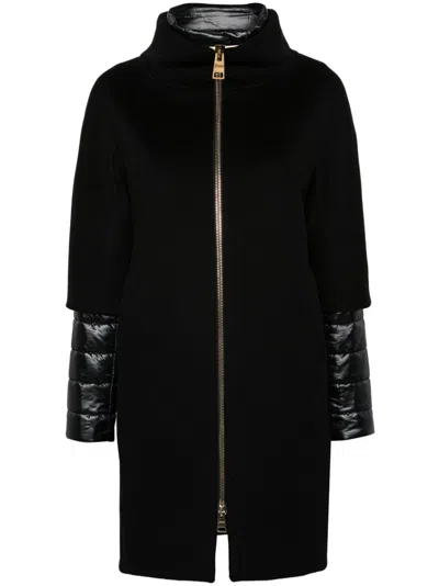 Herno Virgin Wool Coat With High Neck In Black