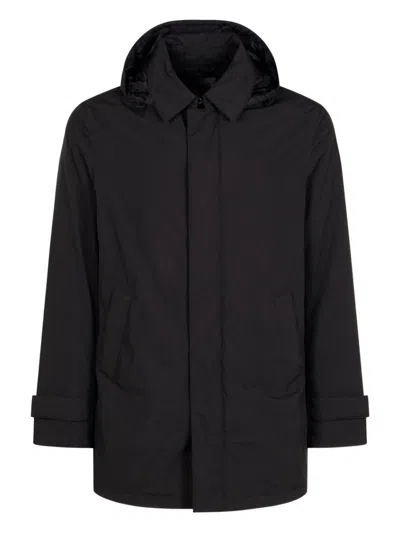 Herno Men's Padded Jacket With Detachable Hood In Black