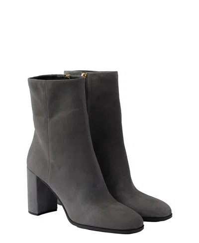 Prada 85mm Suede Block-heel Boots In Gray