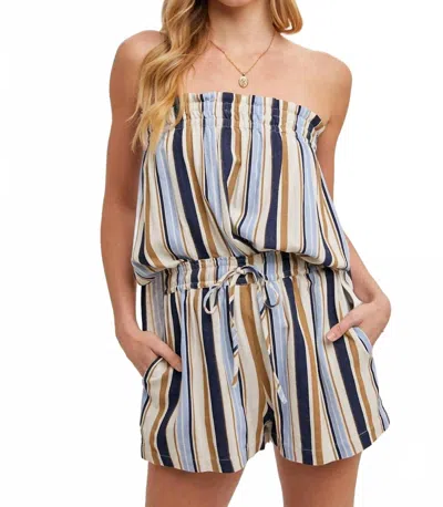 Bluivy Corfu Striped Sleeveless Smocked Tube Top And Shorts Set In Multi In Multi