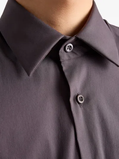 Prada Stretch Cotton Shirt In Gray