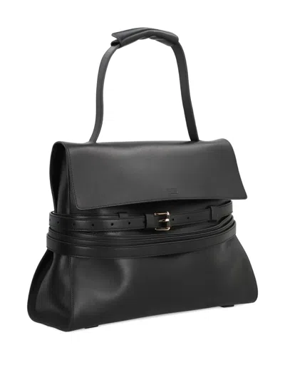 Moschino Tie Me Nappa Leather Tote Bag In Black