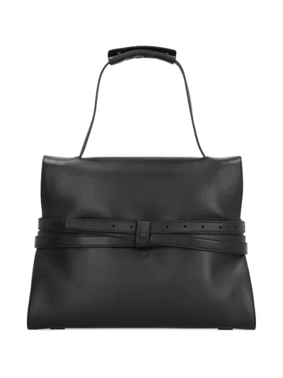 Moschino Tie Me Nappa Leather Tote Bag In Black