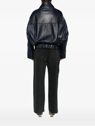 Khaite Oversized Owey Leather Jacket In Black