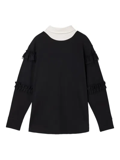 Simone Rocha Ruffled Rugby Polo Shirt In Black