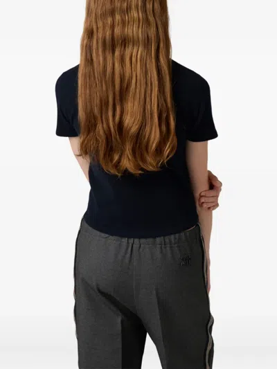 Miu Miu Cashmere Short-sleeve Sweater In Blue