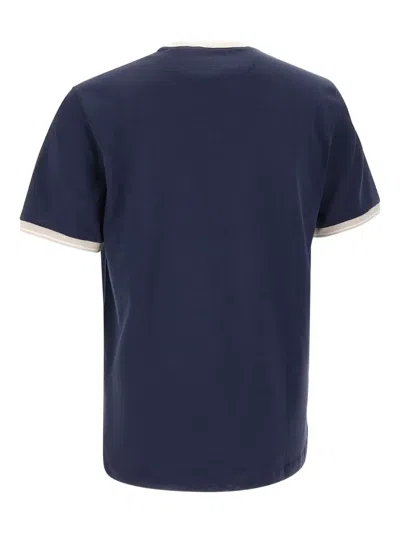 Eleventy Black Crewneck T-shirt With Layered Collar In Cotton Man In Blue