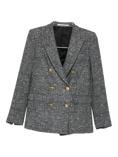 Tagliatore Tailored Double-breasted Jacket With Textured Plaid Pattern In Gray