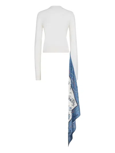 Fendi Silk-panel Wool Jumper In White