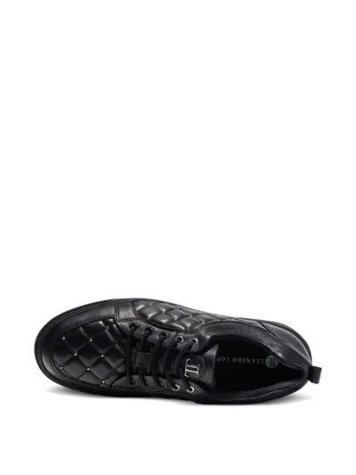 Leandro Lopes Ezio Quilted-pattern Sneakers In Black